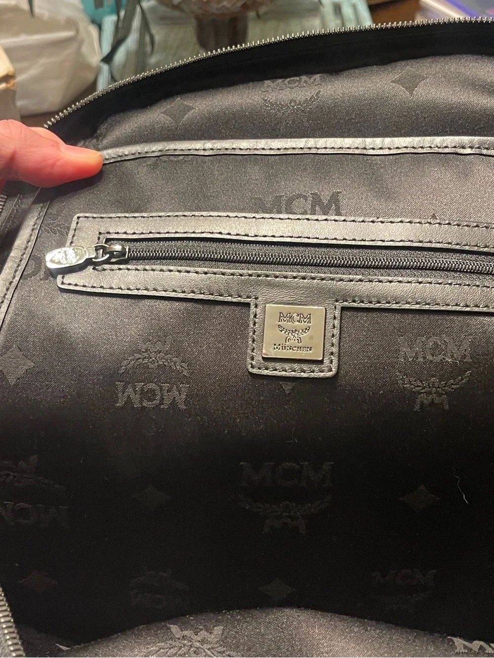MCM Black/Cobalt Visetos Monogram Backpack